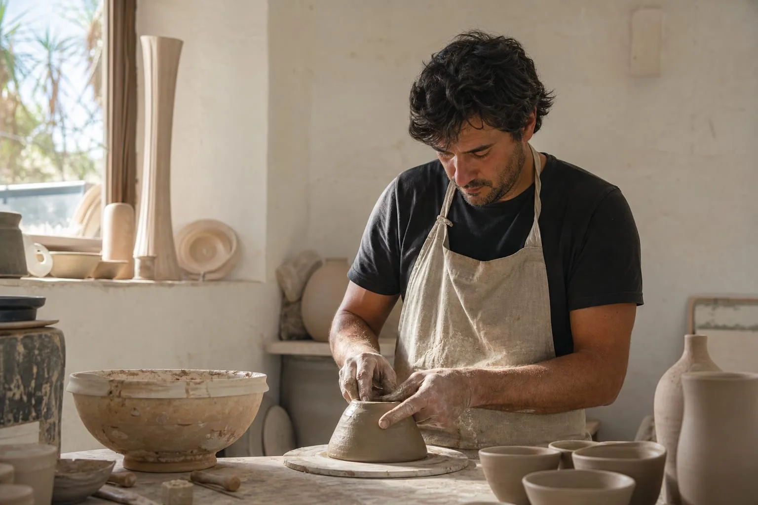 Profesional creativo retratado en su espacio de trabajo